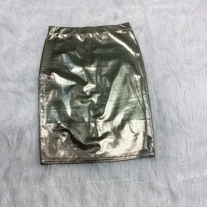 Metallic High Waisted Pencil Skirt